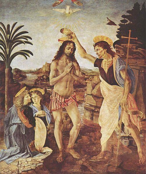 Andrea del Verrocchio The Baptism of Christ, oil painting image